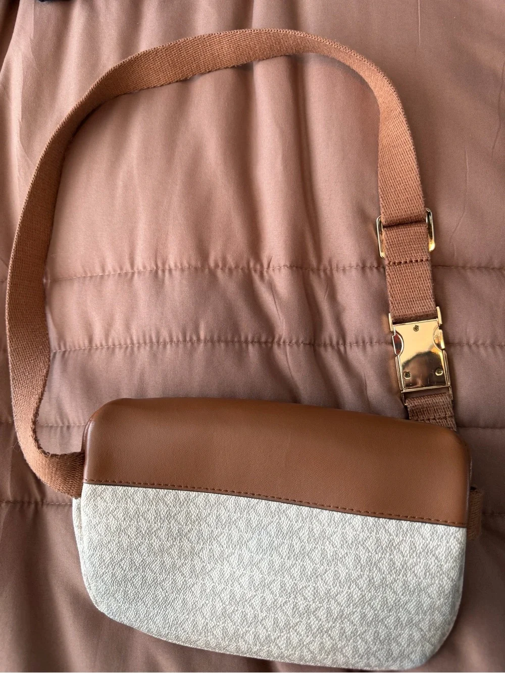 Michael Kors Brown & Ivory Crossbody Belt Bag